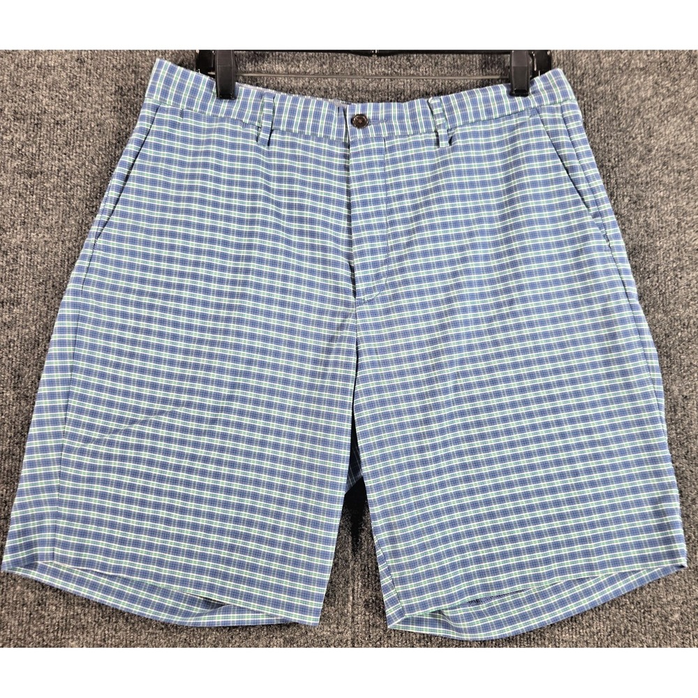 Polo Ralph Lauren Men's 33 Blue Green Plaid Stretch Classic Fit Shorts Preppy